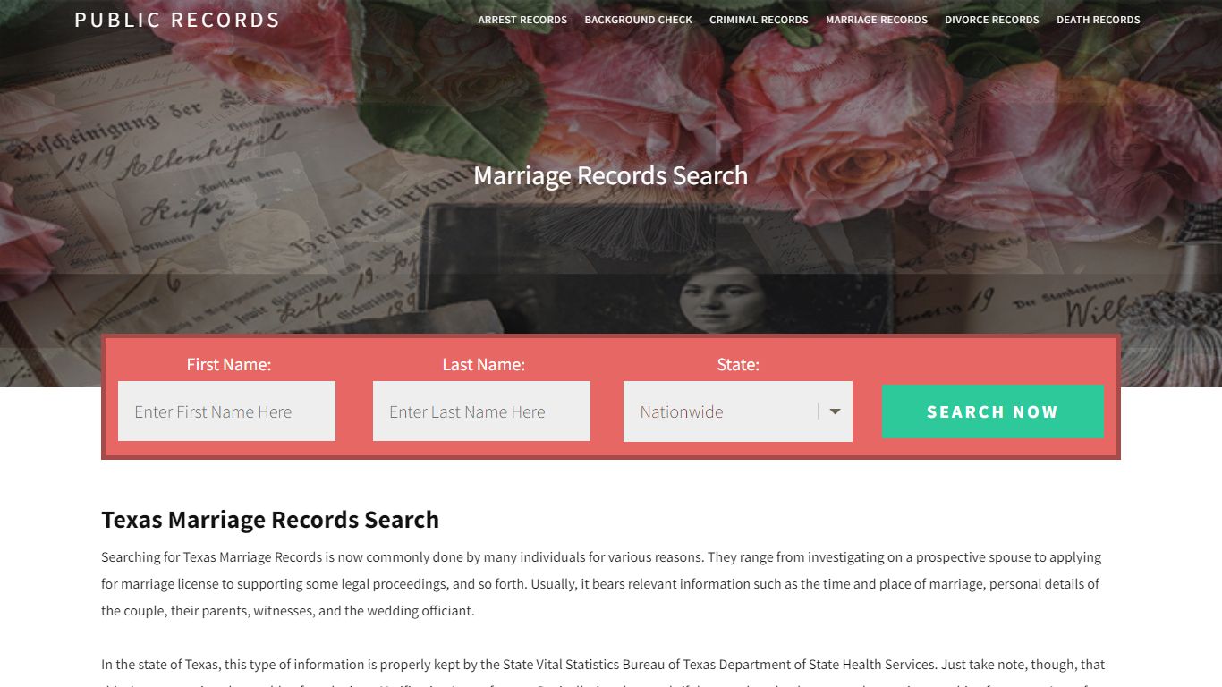 Texas Marriage Records Search - Public Records